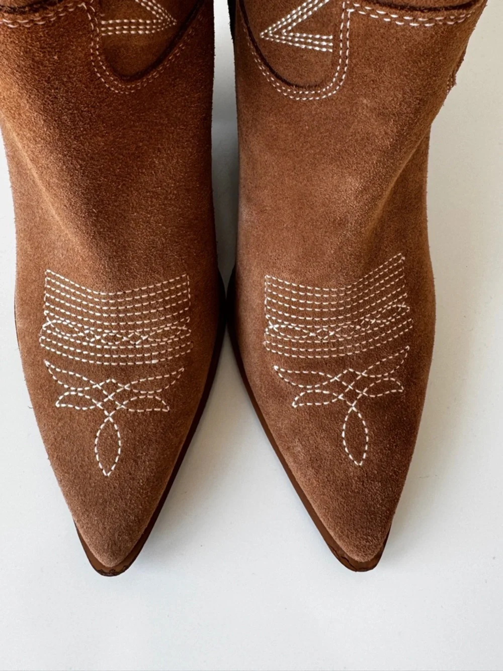 Marc Fisher Rogers Embroidered Suede Western Boot Brown Size 8.5 Women - Picture 4 of 7